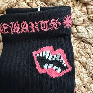 Black and Pink Chompers Graphic Socks